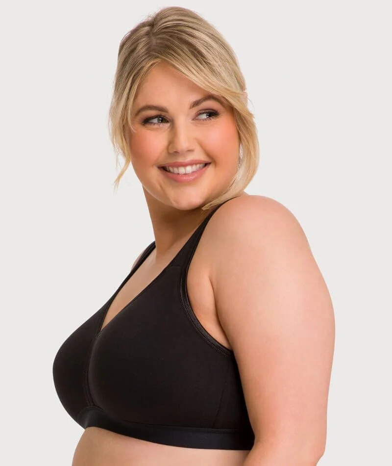 Ava & Audrey Faye Cotton Wire-free Support Bra 3 Pack - Black - Image 4