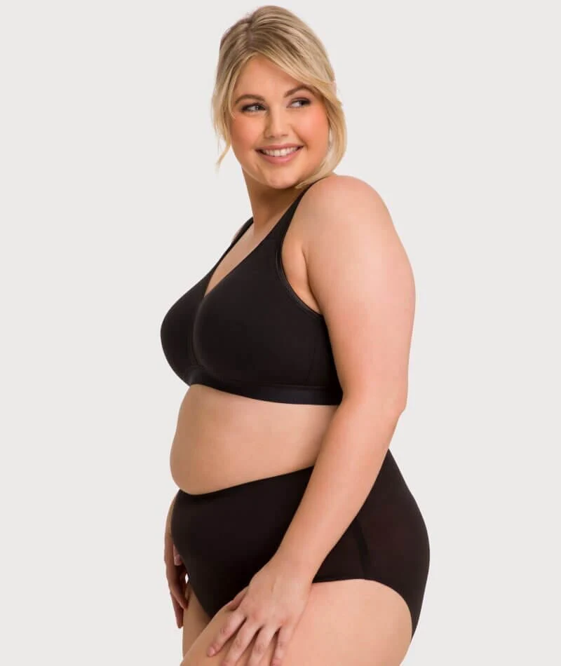 Ava & Audrey Faye Cotton Wire-free Support Bra 3 Pack - Black - Image 8