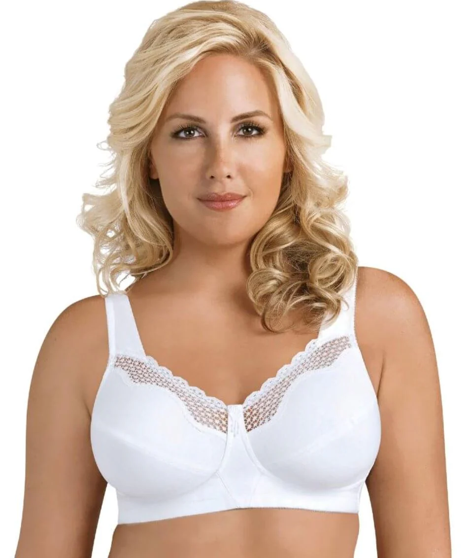 Exquisite Form Fully Cotton Soft Cup Wire-Free Bra With Lace - White - Image 3