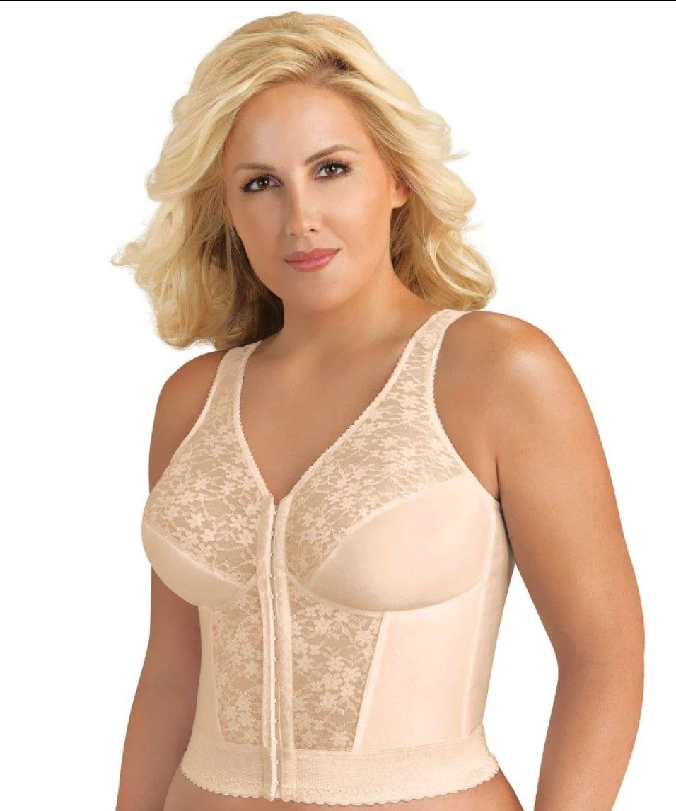 Exquisite Form Fully Front Close Wire-Free Longline Posture With Lace Bra - Black - Image 3