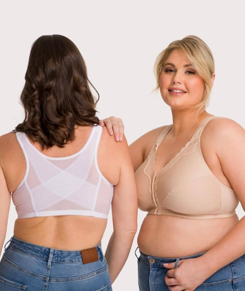 Exquisite Form Fully Front Close Wire-Free Cotton Posture Bra With Lace - Black - Image 4