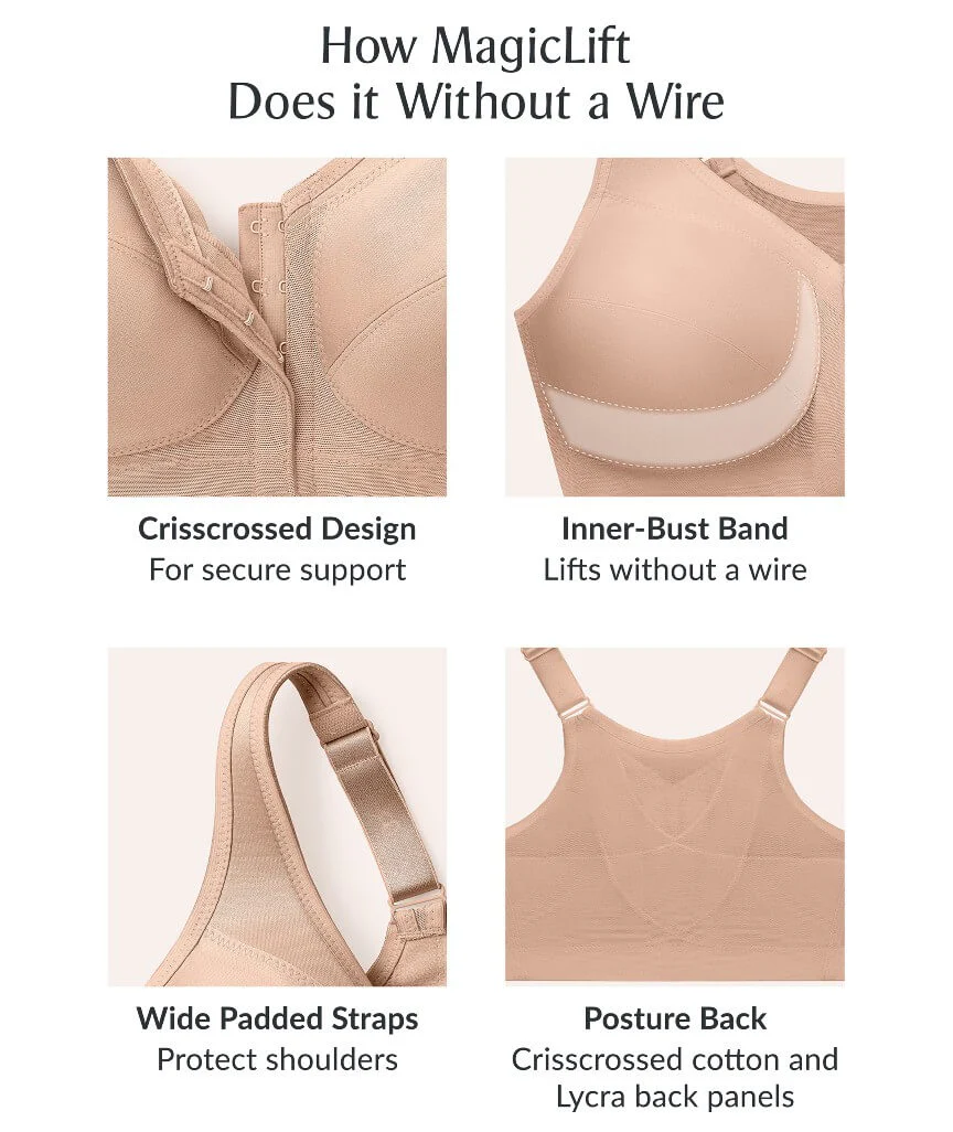 Glamorise Magiclift Front-Closure Posture Back Wire-Free Bra - Blue - Image 5