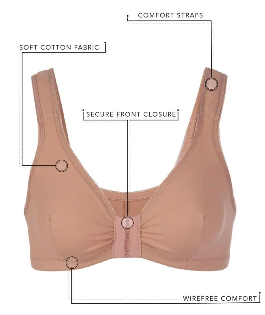Leading Lady The Meryl Cotton Front Opening Wire-free Leisure Bra - Warm Taupe - Image 10