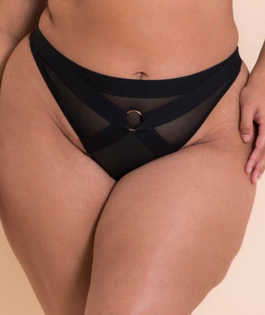 Scantilly Harnessed Thong - Black