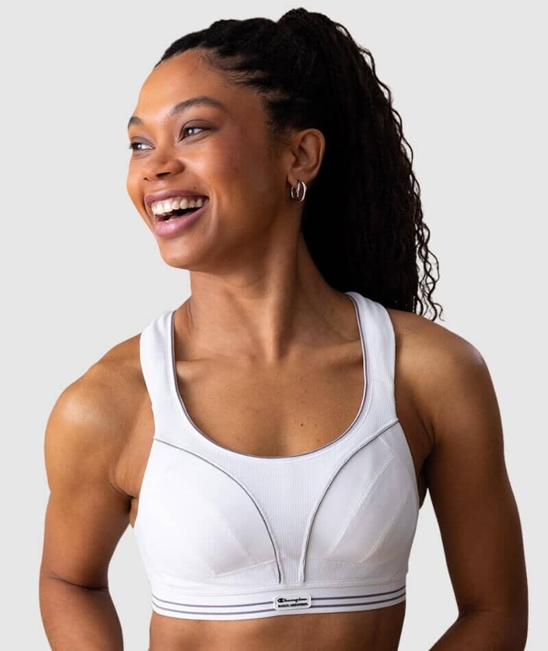 Shock Absorber Ultimate Run Wire-Free Racerback Sports Bra - White/Silver