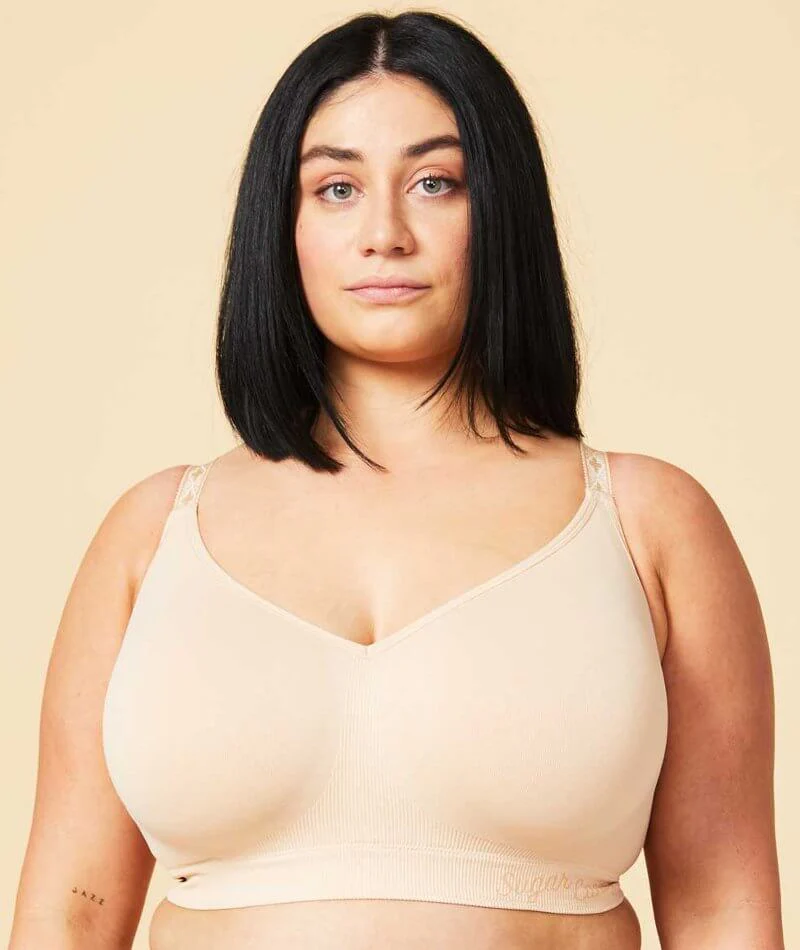 Sugar Candy Fuller Bust Seamless F-Hh Cup Wire-Free Lounge Bra - Nude
