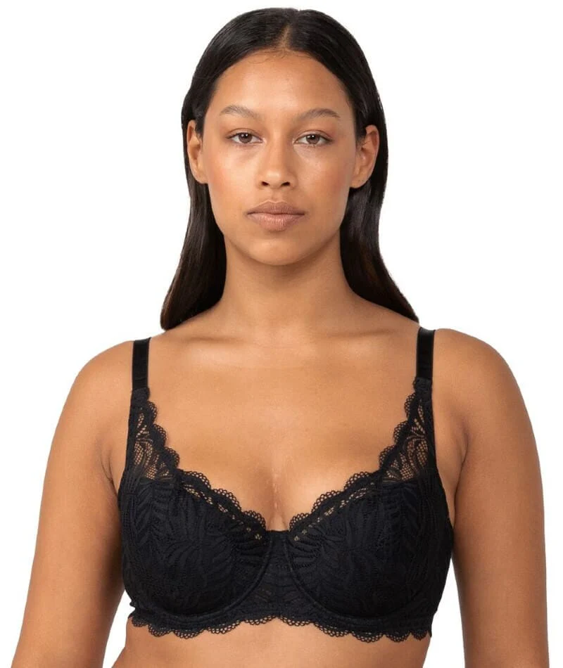 Triumph Essential Lace Underwire Half-Cup Padded Balconette Bra - Black